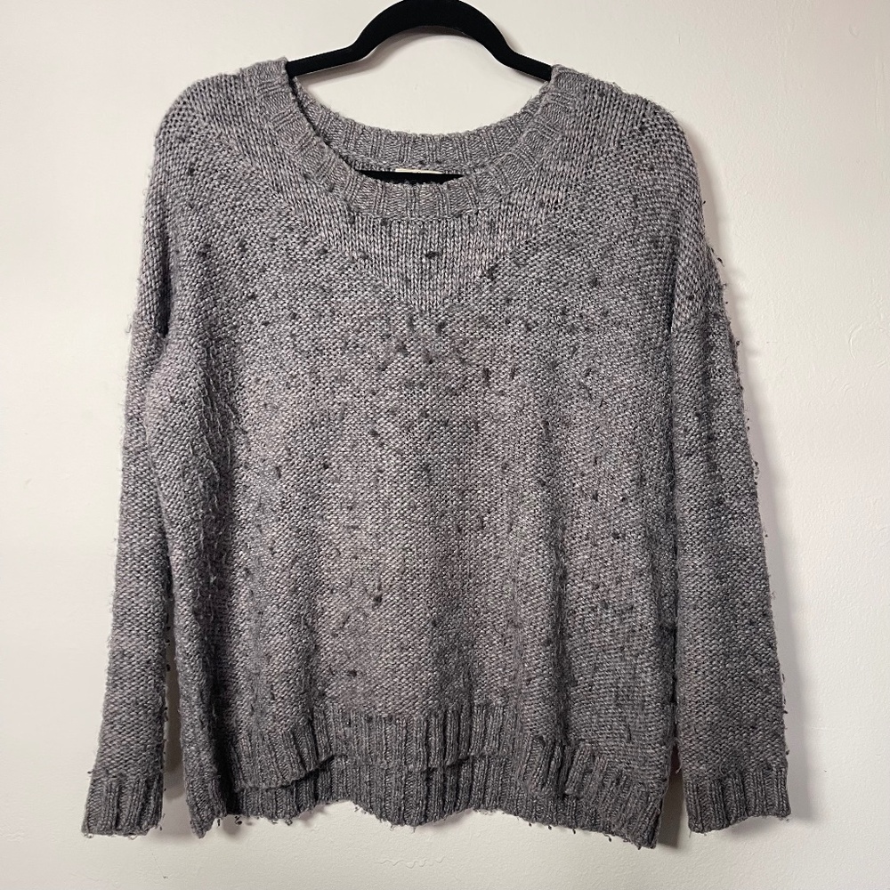 Women's Madewell Wallace Textured Soft-Stitch Heather Grey Crewneck Sweater SML